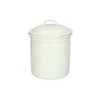 Boîte/pot à provision en émail, blanc, Ø 8 cm