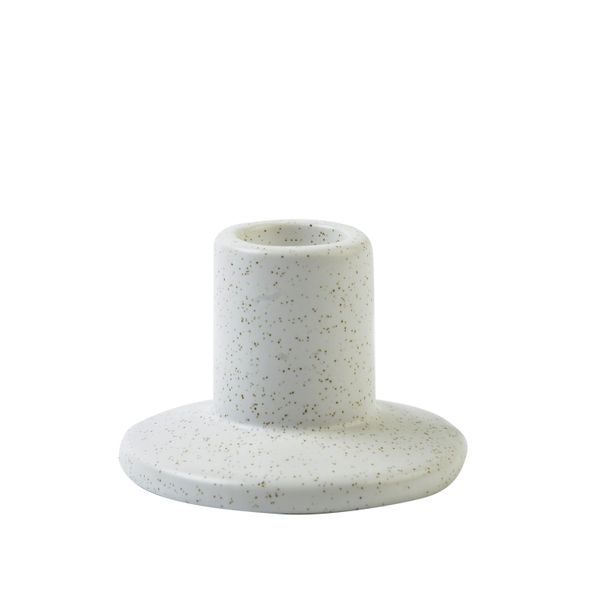 Bougeoir, porcelaine, blanc moucheté, modèle mi-haut