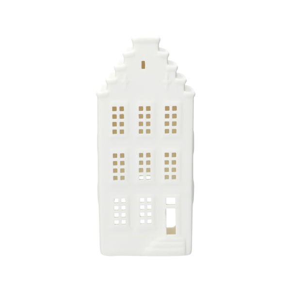Bougeoir pour bougie chauffe-plat, porcelaine, pignon à gradins, 20 cm