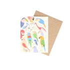 Carte d'anniversaire + enveloppe, oiseaux tropicaux