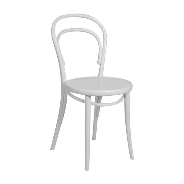 Chaise n° 14, hêtre, laqué blanc, assise en bois