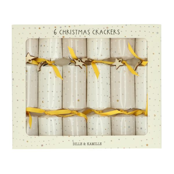 Christmas crackers ster&maan, 6 stuks in doos
