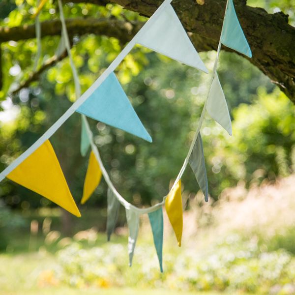 Guirlande de drapeaux, coton bio, jaune/bleu, 6 m
