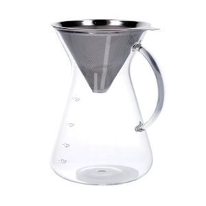 Kaffeekanne mit Filter, Glas und rostfreier Stahl, 600 ml 