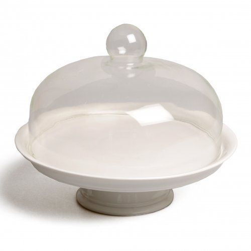 Plat A Tarte Sur Pied Porcelaine Cloche En Verre O 30 Cm Chez Dille Kamille