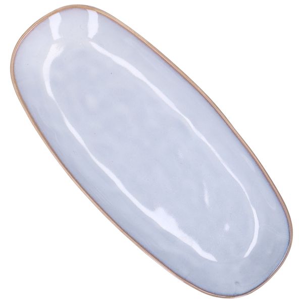 Plat de service, email réactif, grès, gris, 26 x 12 cm