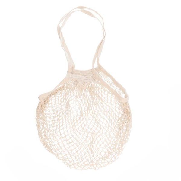 Sac filet de pêche, coton, blanc cassé, 35 x 35 cm