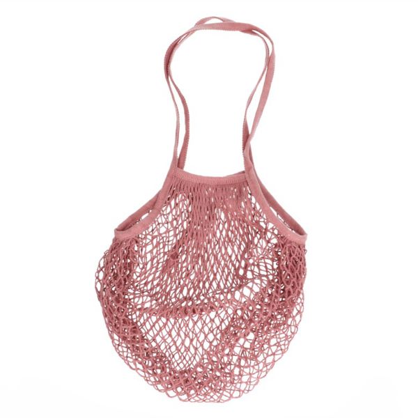 Sac filet de pêche, coton, vieux rose, 35 x 35 cm