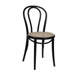 Stuhl 18, Buchenholz, schwarz lackiert, Sitz aus Rohrgeflecht