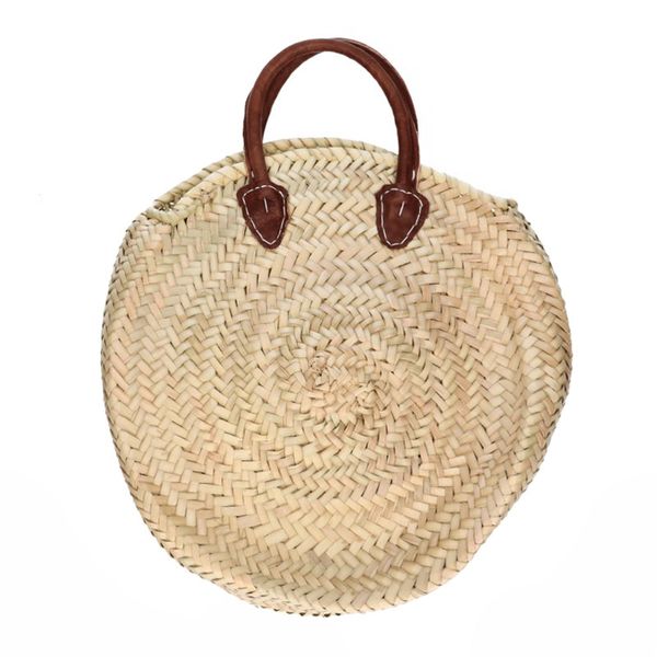 Tas, palmblad, bruin handvat, Ø 38 cm