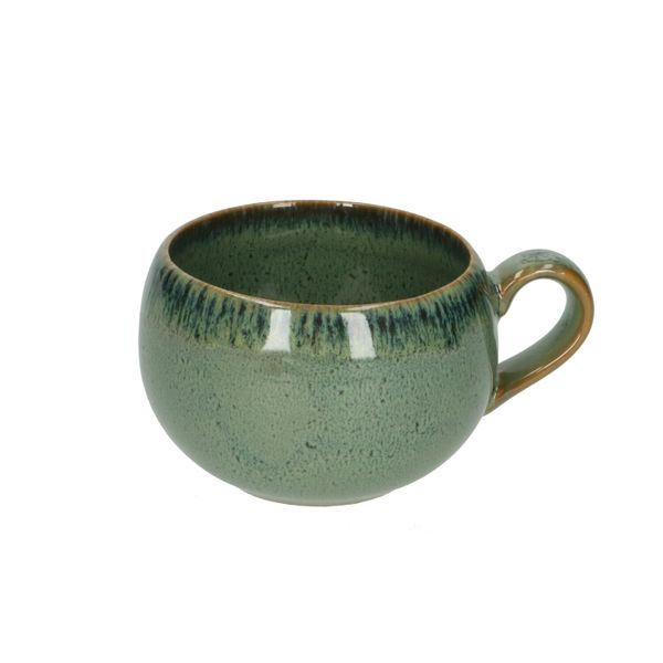 Tasse en grès, émail réactif, vert, Ø 9 cm