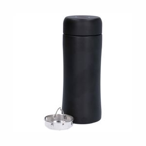 Thermosflasche, mit Sieb, schwarz, rostfreier Stahl, 300 ml