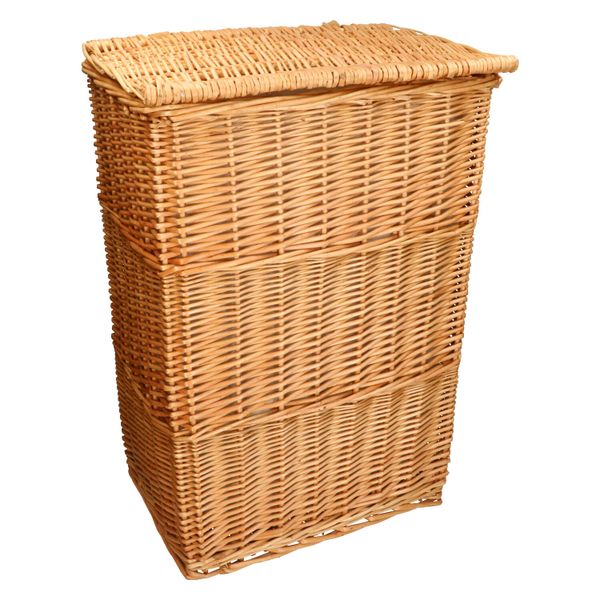 Wäschekorb rechteckig, Weidenzweige, mit Innenfutter, groß