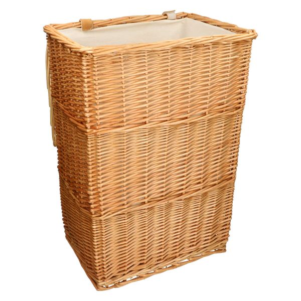 Wäschekorb rechteckig, Weidenzweige, mit Innenfutter, groß