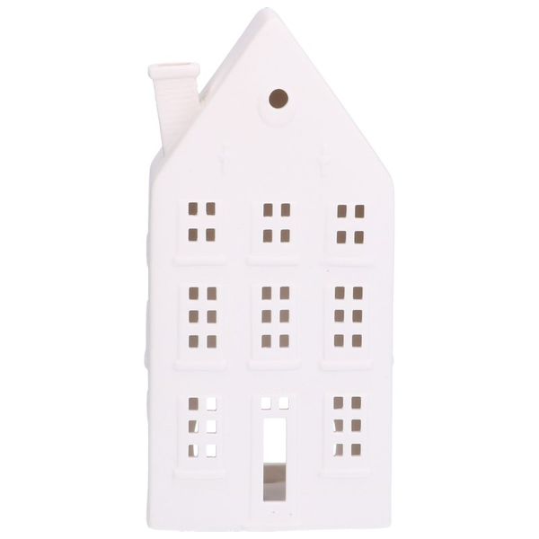 Waxinelichthouder, porselein, strakke gevel, 18,5 cm
