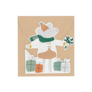 Weihnachtskarte mit Umschlag, ausfaltbar, Mäuse