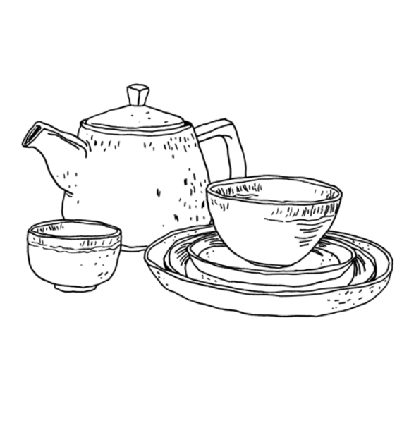 Tableware with reactive glaze