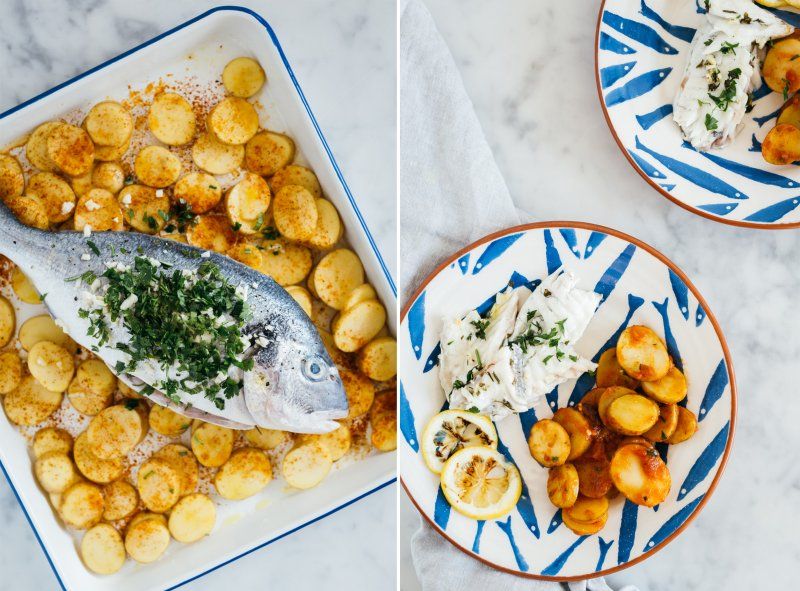 Dorade uit de oven met pittige aardappeltjes Dorade uit de oven met pittige aardappeltjes