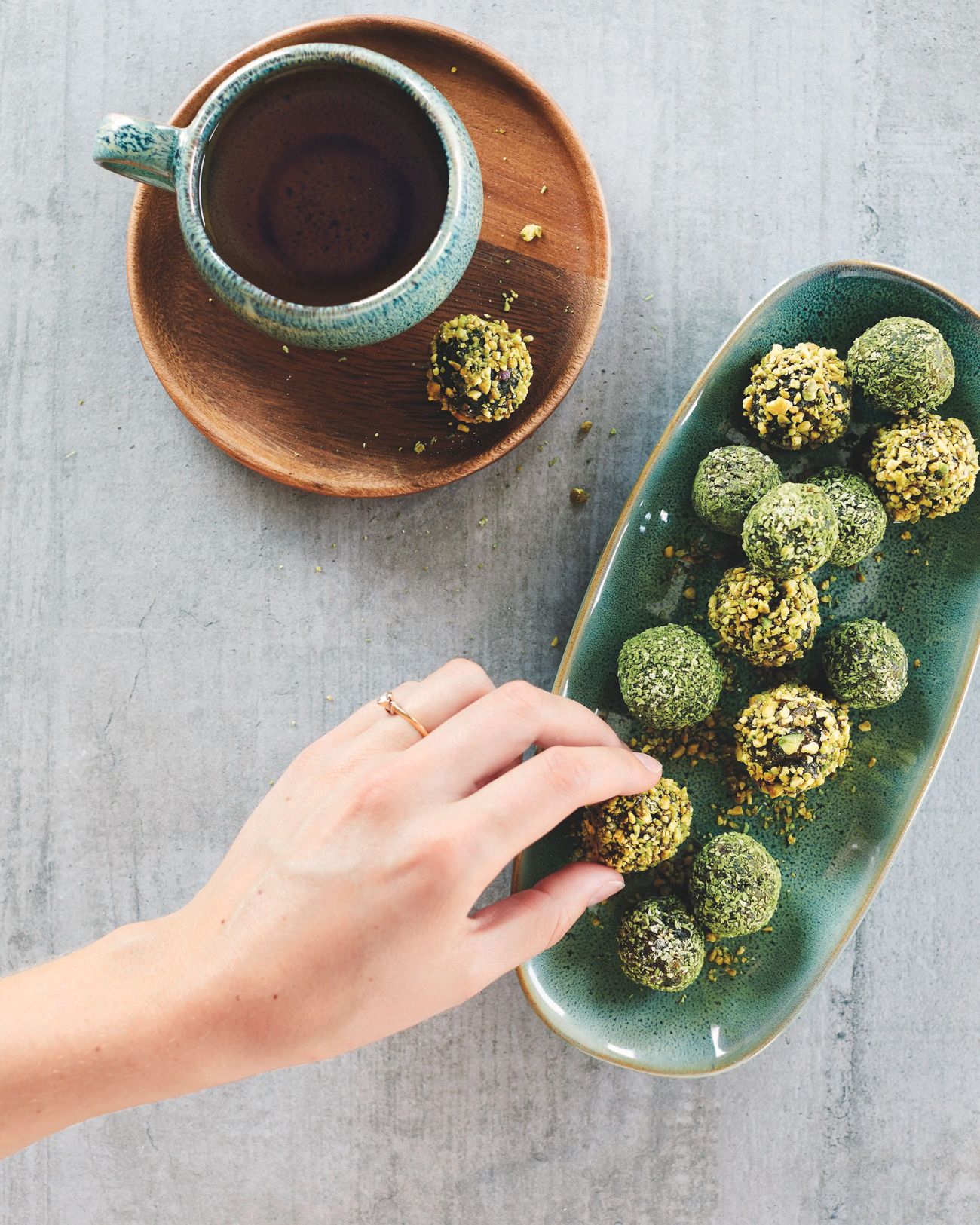 Matcha-dadelballetjes Matcha-dadelballetjes