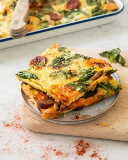 Frittata met chorizo en spinazie Frittata met chorizo en spinazie