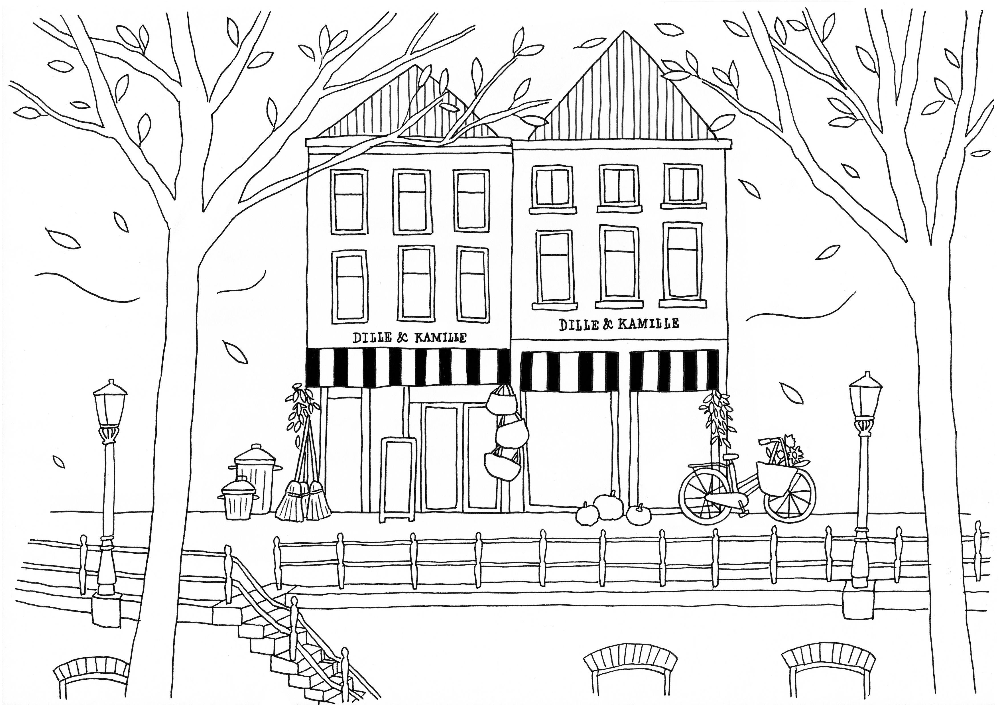 Kleurplaat Herfstgevel Kleurplaat Herfstgevel