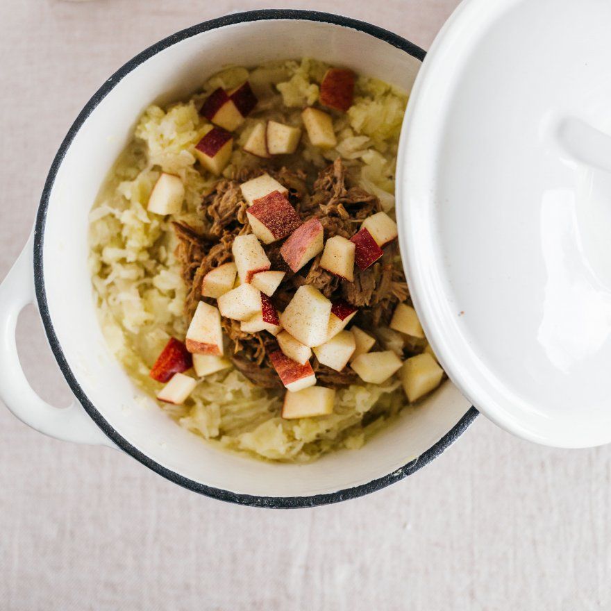 Zuurkoolstamppot met appel en pulled pork | Dille & Kamille Zuurkoolstamppot met appel en pulled pork | Dille & Kamille